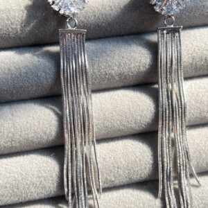 Crystal Stud Tassel Earrings ✨